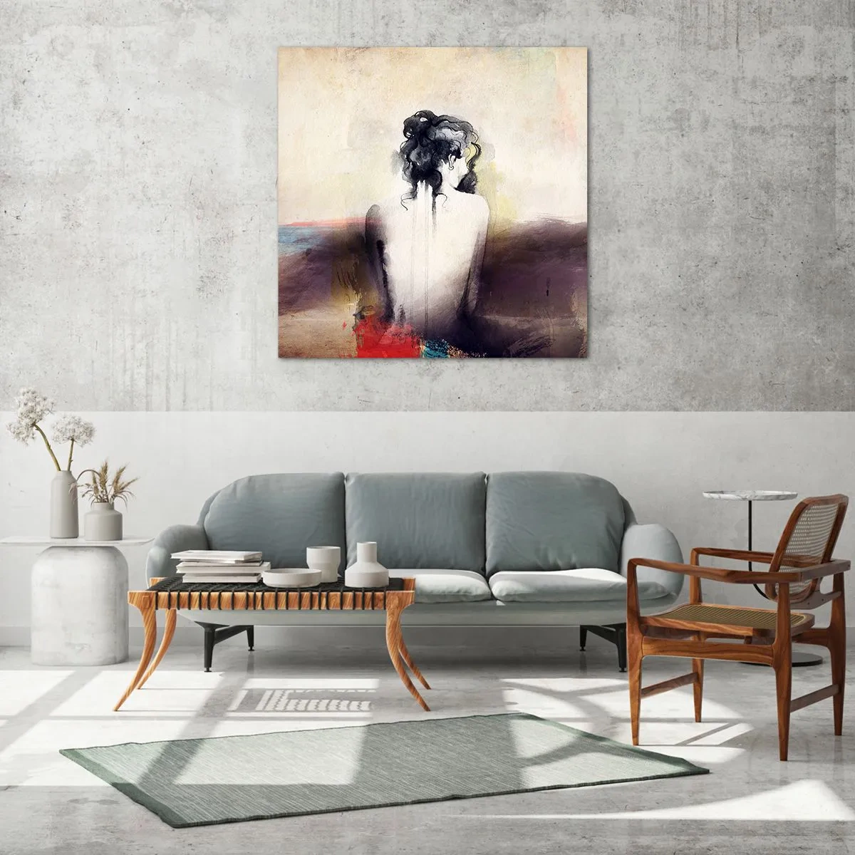 Schilderen op glas - Vloeiende lijnen, ovale vormen - 70x70 cm