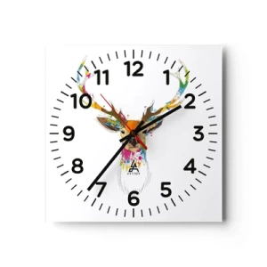 Wandklok - Klok - Een zacht hert badend in kleur - 40x40 cm