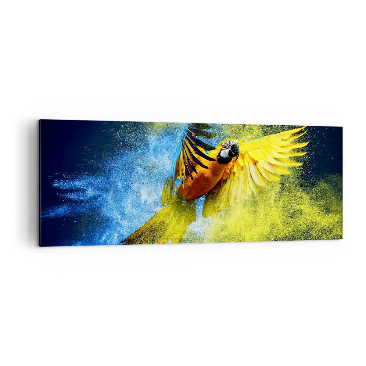 Schilderen op canvas - In het blauwe en gouden stof - 140x50 cm