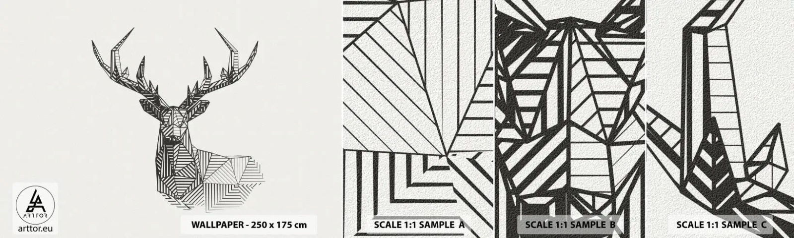 Fotobehang Monster Zelfklevend Deluxe Sticker - Een hert in kubistische stijl - Abstractie, Hert, Dieren - 100x30 cm