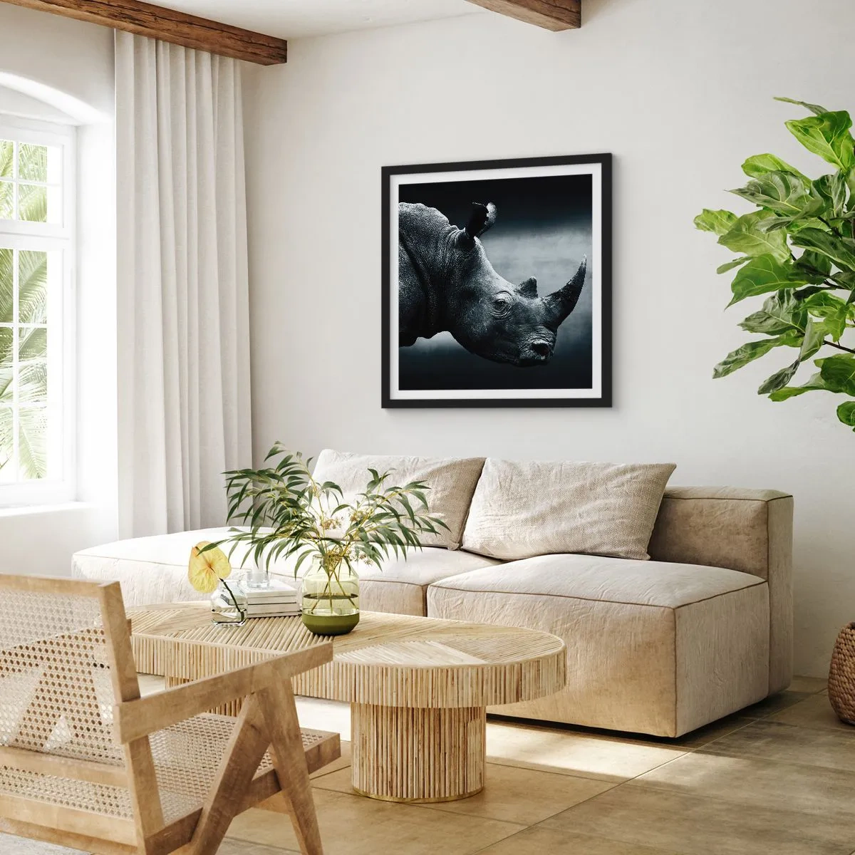 Poster in een zwarte lijst - Rechts profiel - 40x40 cm