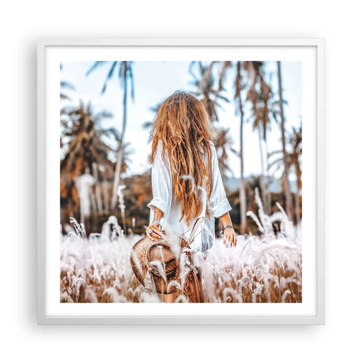 Poster in een witte lijst - Geboren uit graspluis - 60x60 cm