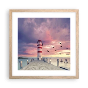 Een poster in een licht eiken lijst - Het is tijd naar de haven te gaan - 40x40 cm