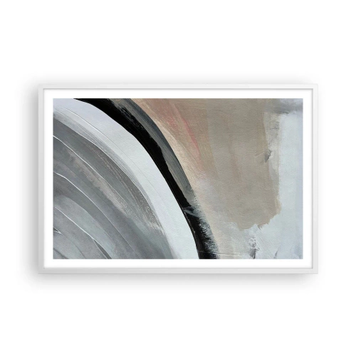 Poster in een witte lijst - Compositie: boog van zwart en grijs - 91x61 cm