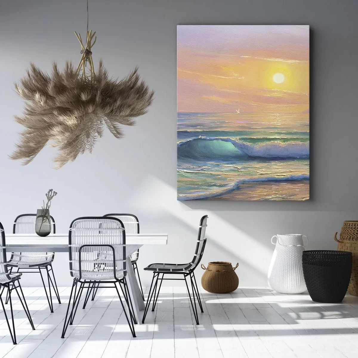 Schilderen op canvas - Een turquoise lied van de golven - 45x80 cm