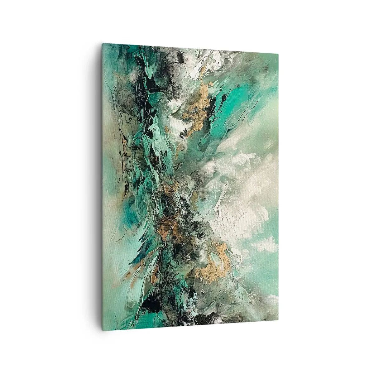 Schilderen op canvas - Emerald en zwarte branding - 70x100 cm