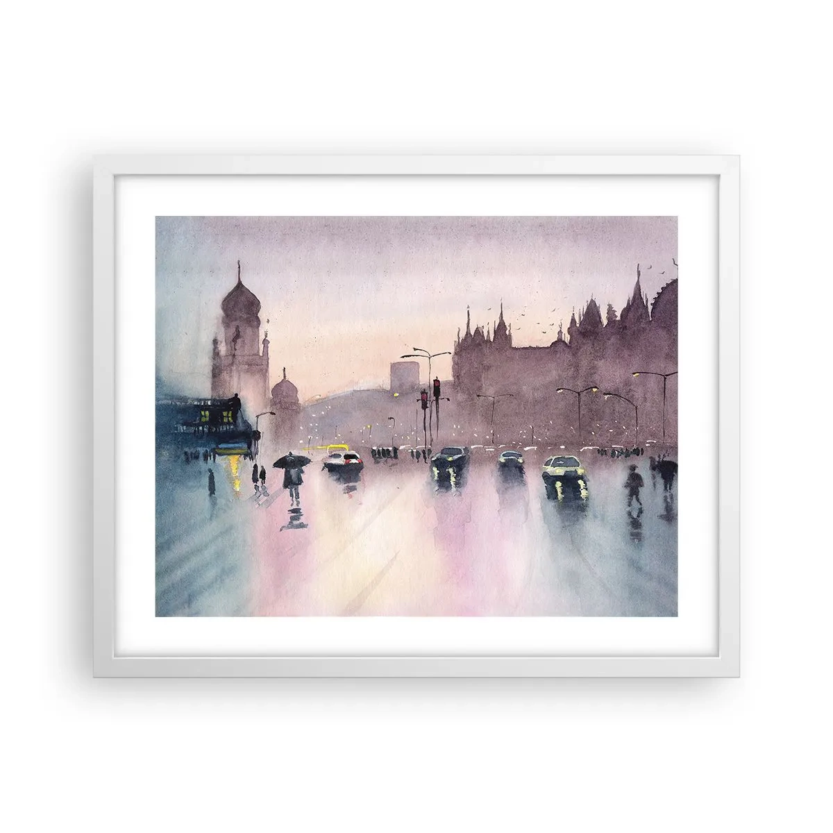 Poster in een witte lijst - In de regenachtige nevel - 50x40 cm
