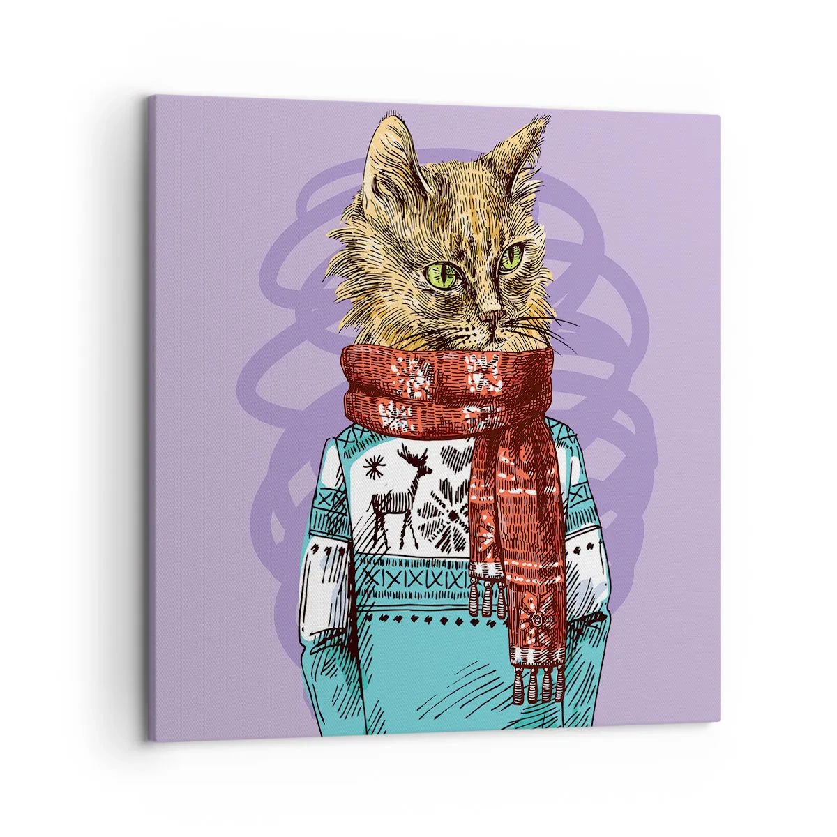 Schilderen op canvas - De kat niet alleen in schoenen - 50x50 cm