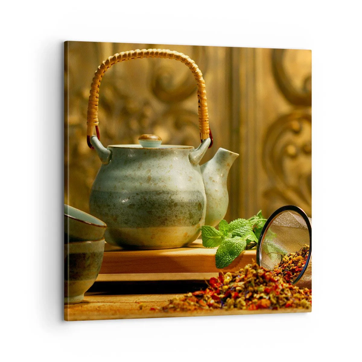 Schilderen op canvas - Verhandeling over het drinken van thee - 60x60 cm