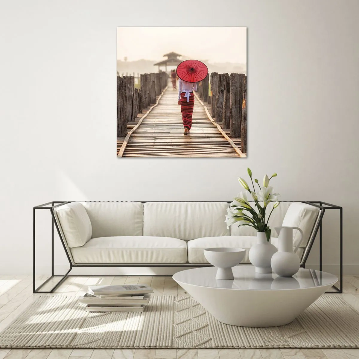 Schilderen op glas - Op de oude brug - 50x50 cm