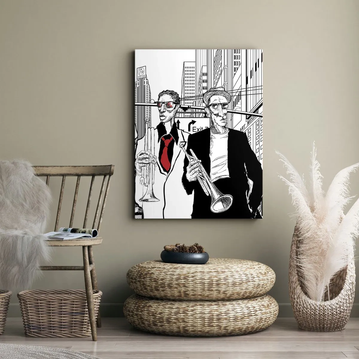 Schilderen op canvas - Urban rapsodie in zwart en rood - 50x70 cm
