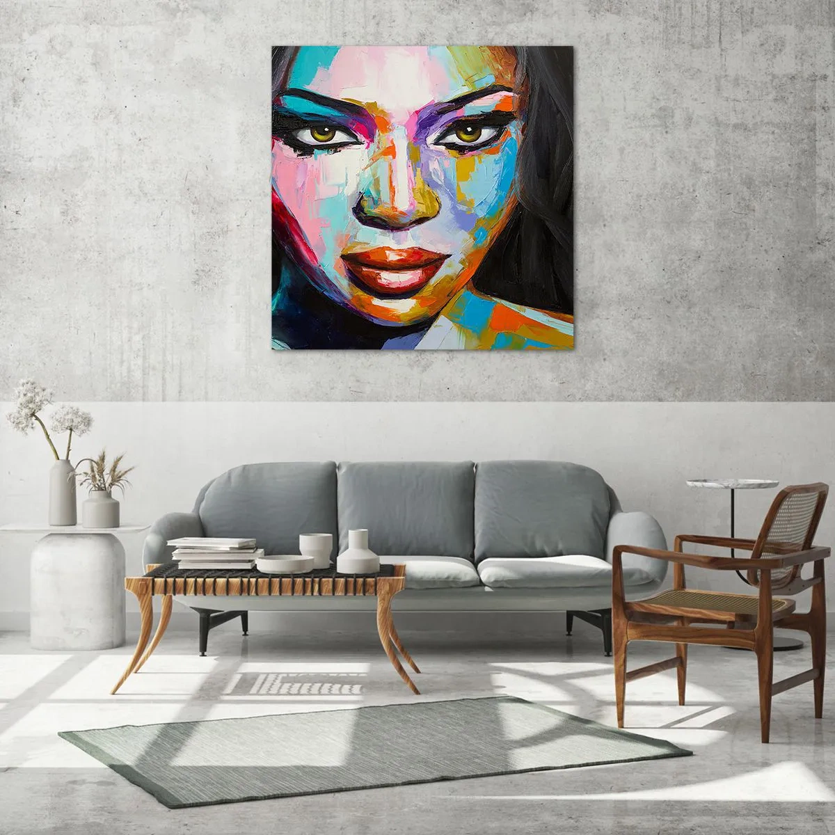 Schilderen op glas - Het is onmogelijk om je ogen af te houden - 60x60 cm