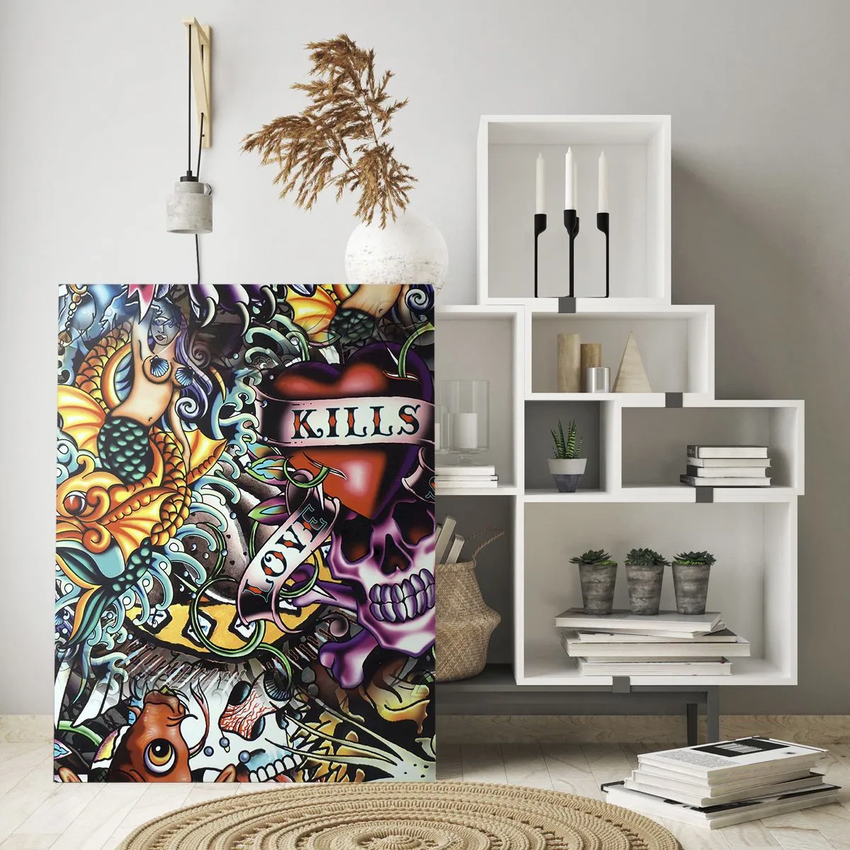 Schilderen op glas - De droom van de tatoeëerder - 80x120 cm