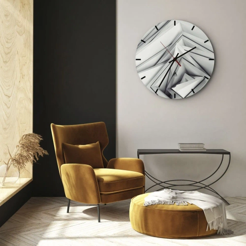 Wandklok - Klok - Geometrische, driedimensionale vormen in grijstinten - 30x30cm - Scherpe hoeken knoppen - Moderne wanddecoratie voor woonkamer, keuken en slaapkamer ARTTOR