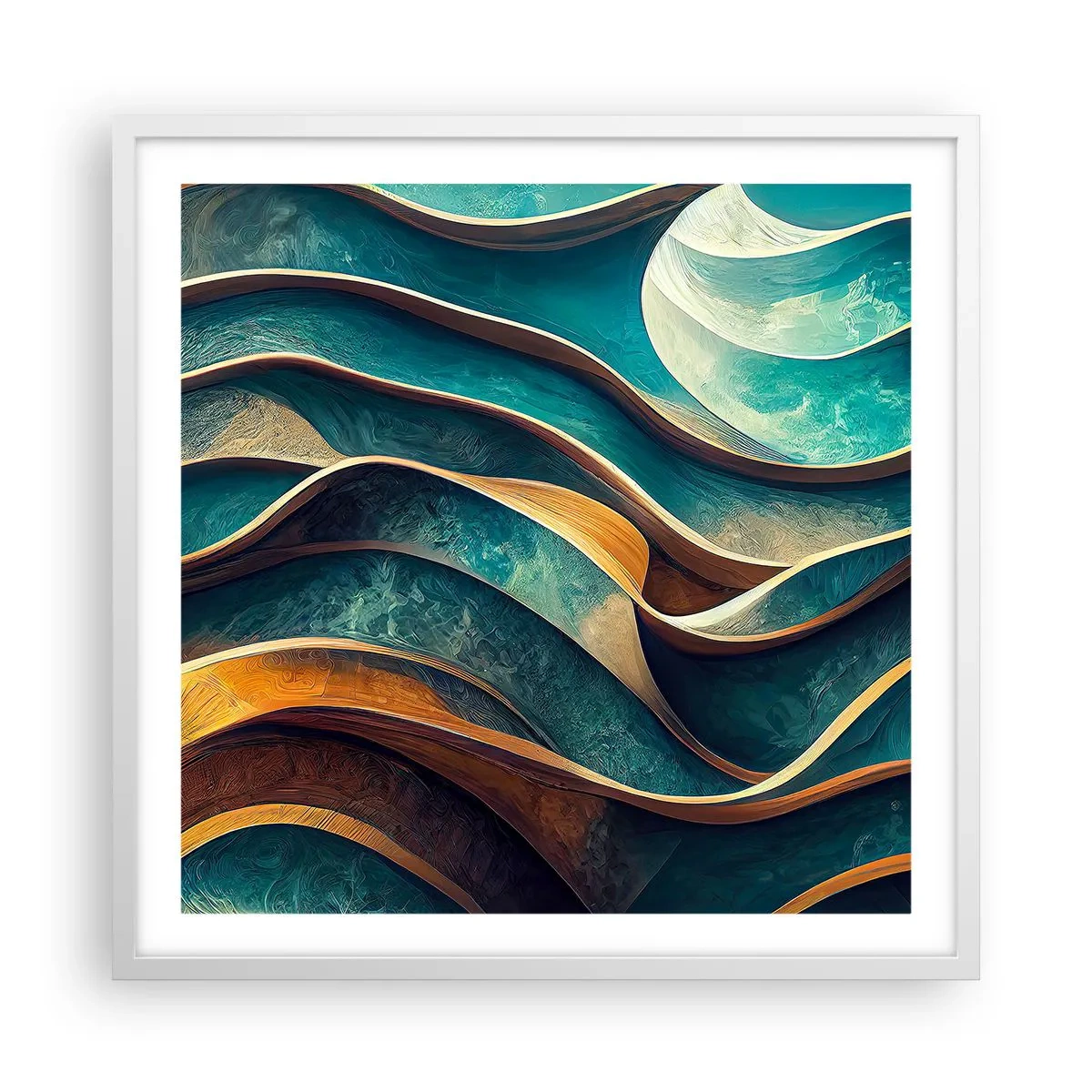 Poster in een witte lijst - Meanders van blauw - 60x60 cm