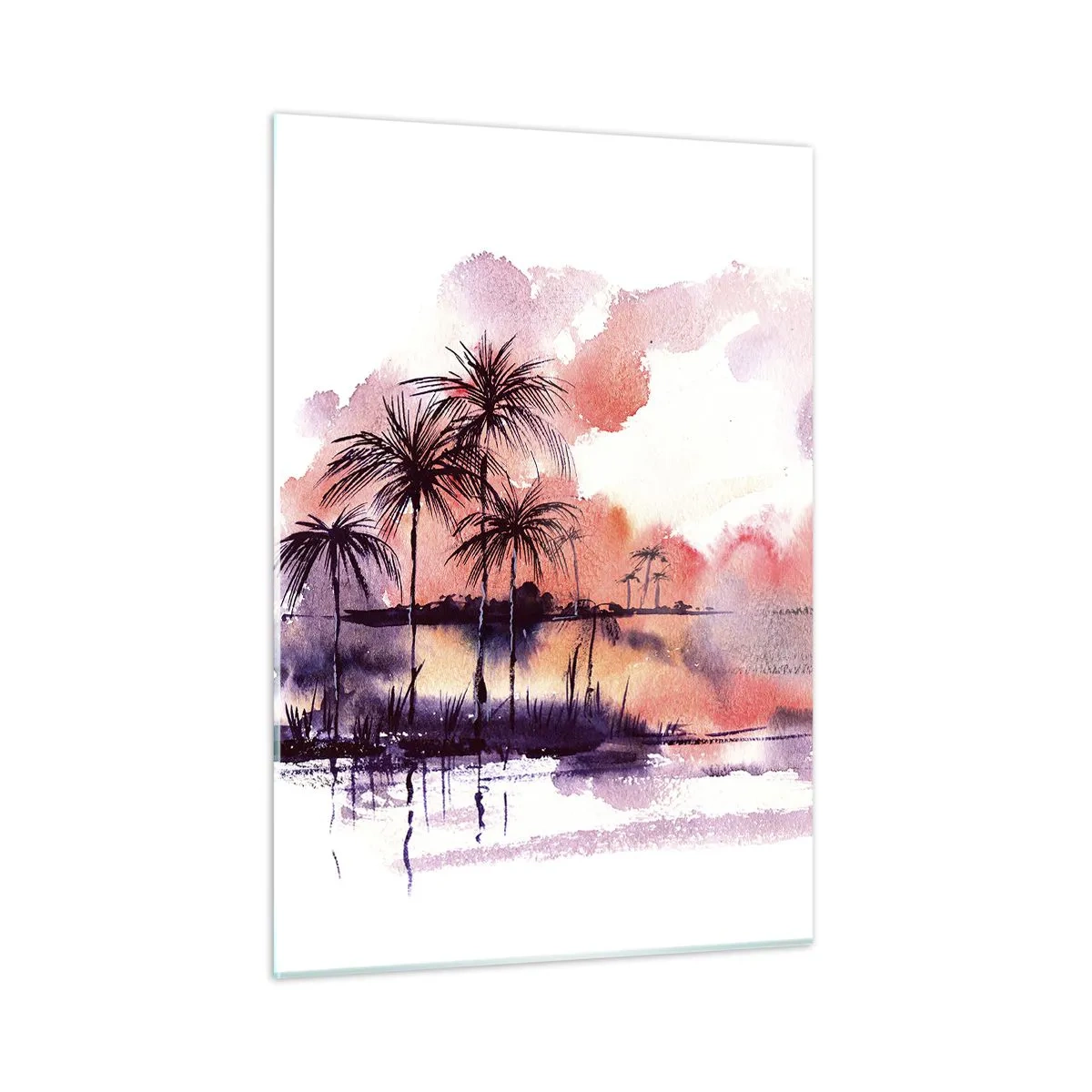 Schilderen op glas - De rust van de tropen in het rood - 50x70 cm