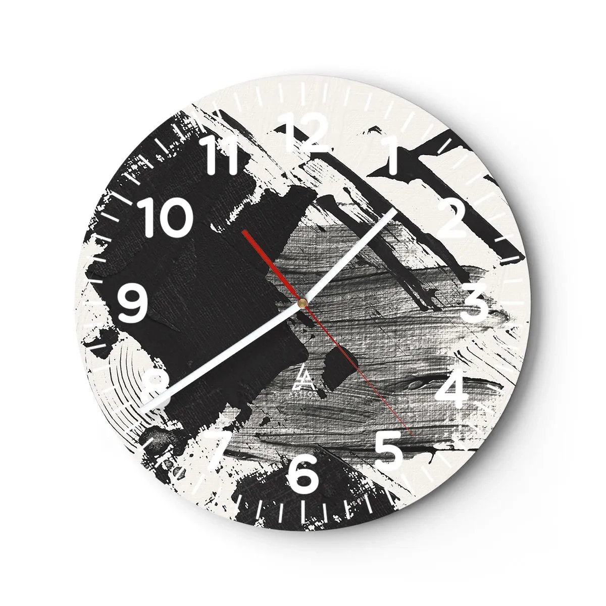 Wandklok - Klok - Abstractie – expressie van zwart - 30x30 cm