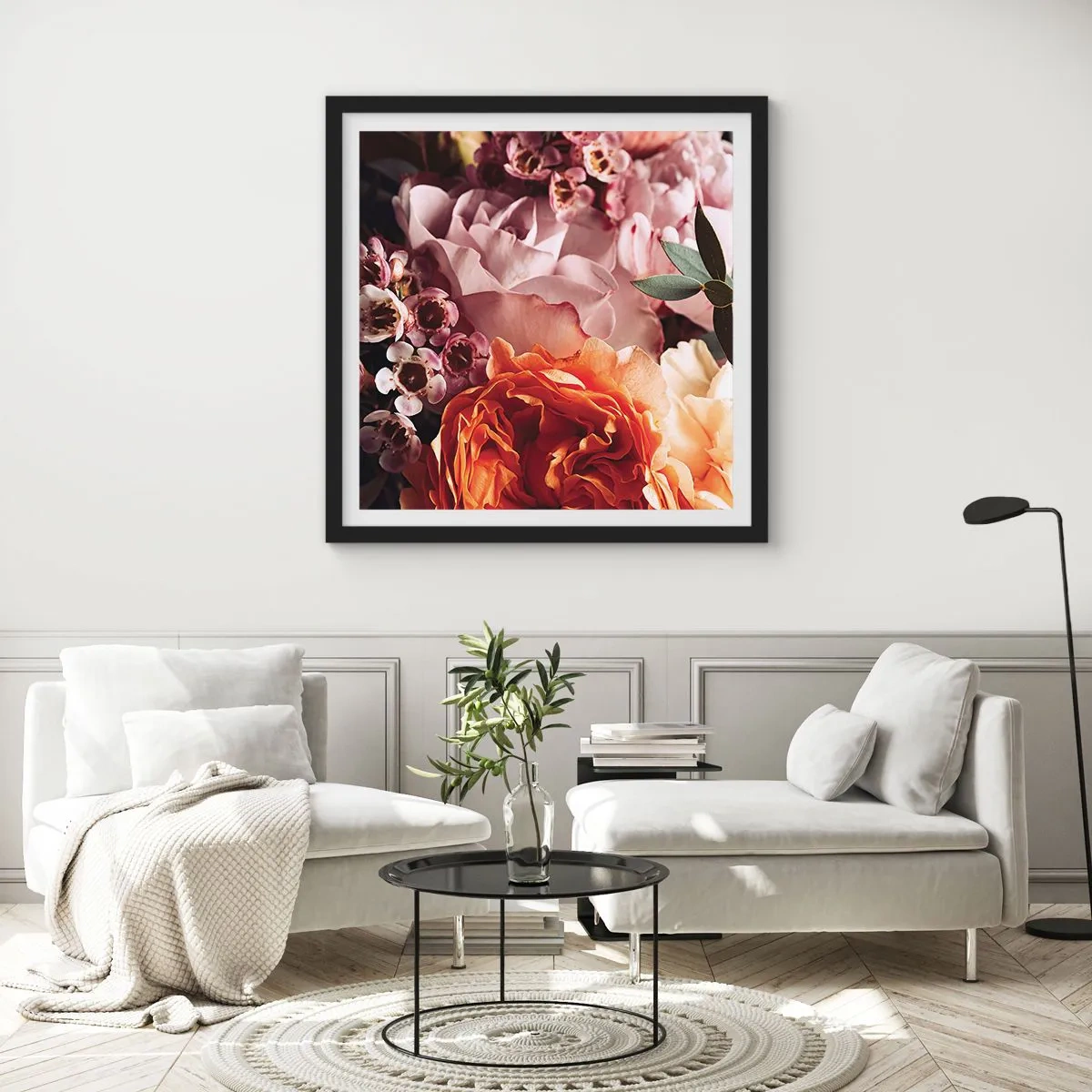 Poster in een zwarte lijst - Gehuld in schoonheid - 40x40 cm