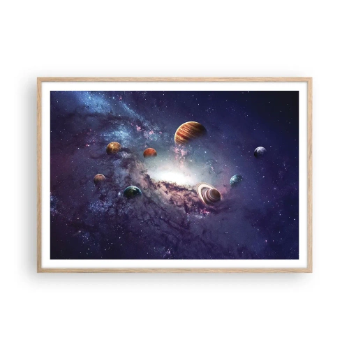 Een poster in een licht eiken lijst - Zonne-dans systeem - 100x70 cm