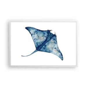 Poster in een witte lijst - Leven in blauw - 91x61 cm