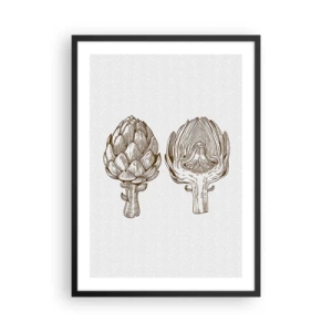 Poster in een zwarte lijst - Vintage illustratie van twee artisjokken - 50x70cm - Anatomieles - Moderne wanddecoratie voor woonkamer en slaapkamer ARTTOR