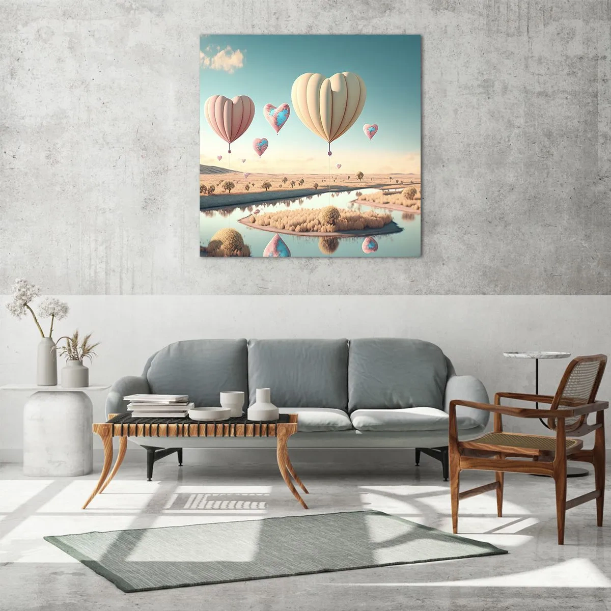 Schilderen op glas - Liefde laat je vliegen - 70x70 cm