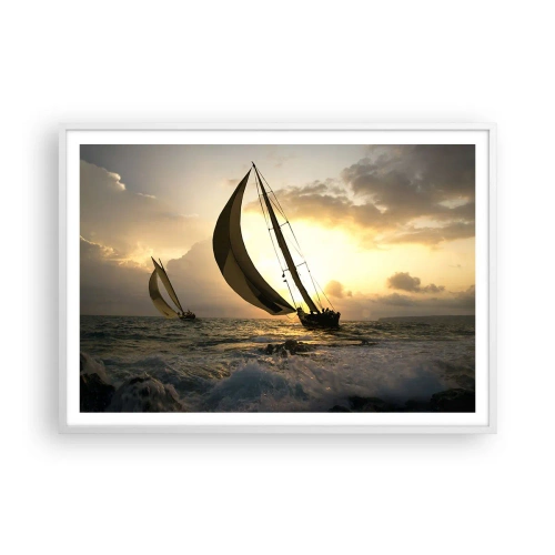 Poster in een witte lijst - Met de wind en tegen de wind - 100x70 cm