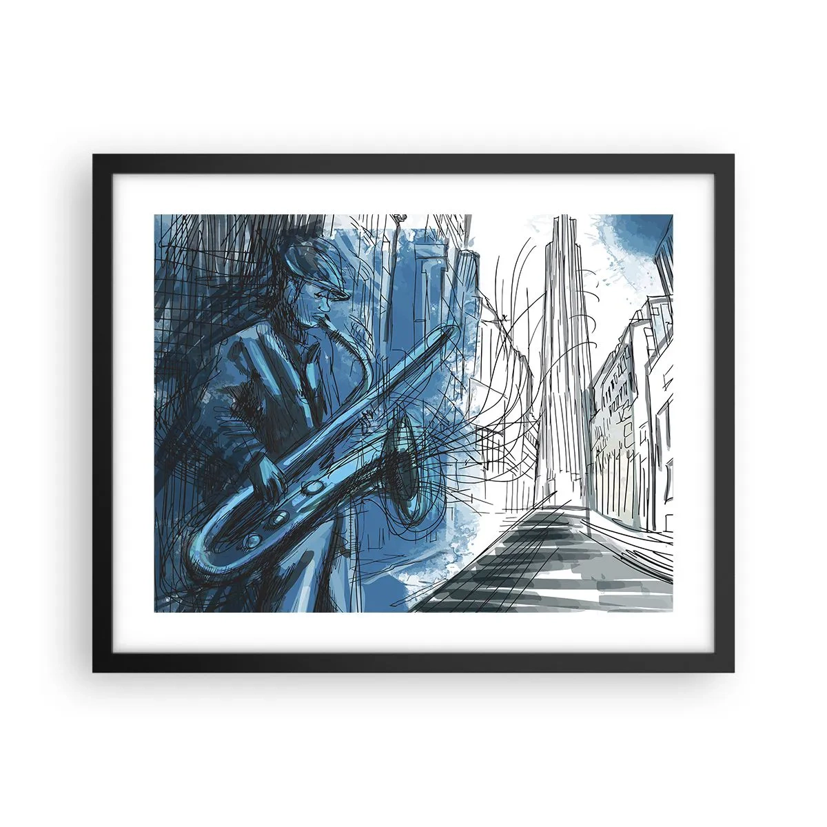 Poster in een zwarte lijst - Stedelijke Rapsodie - 50x40 cm