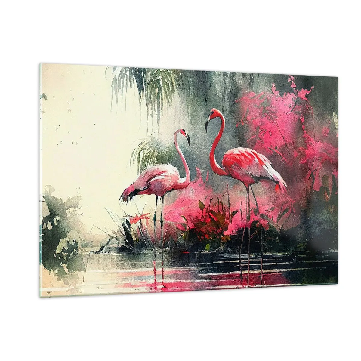 Schilderen op glas - Een les in natuurlijke gratie - 120x80 cm