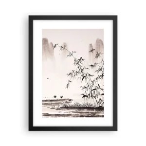 Poster in een zwarte lijst - De stilte van de rijstvelden - 30x40 cm