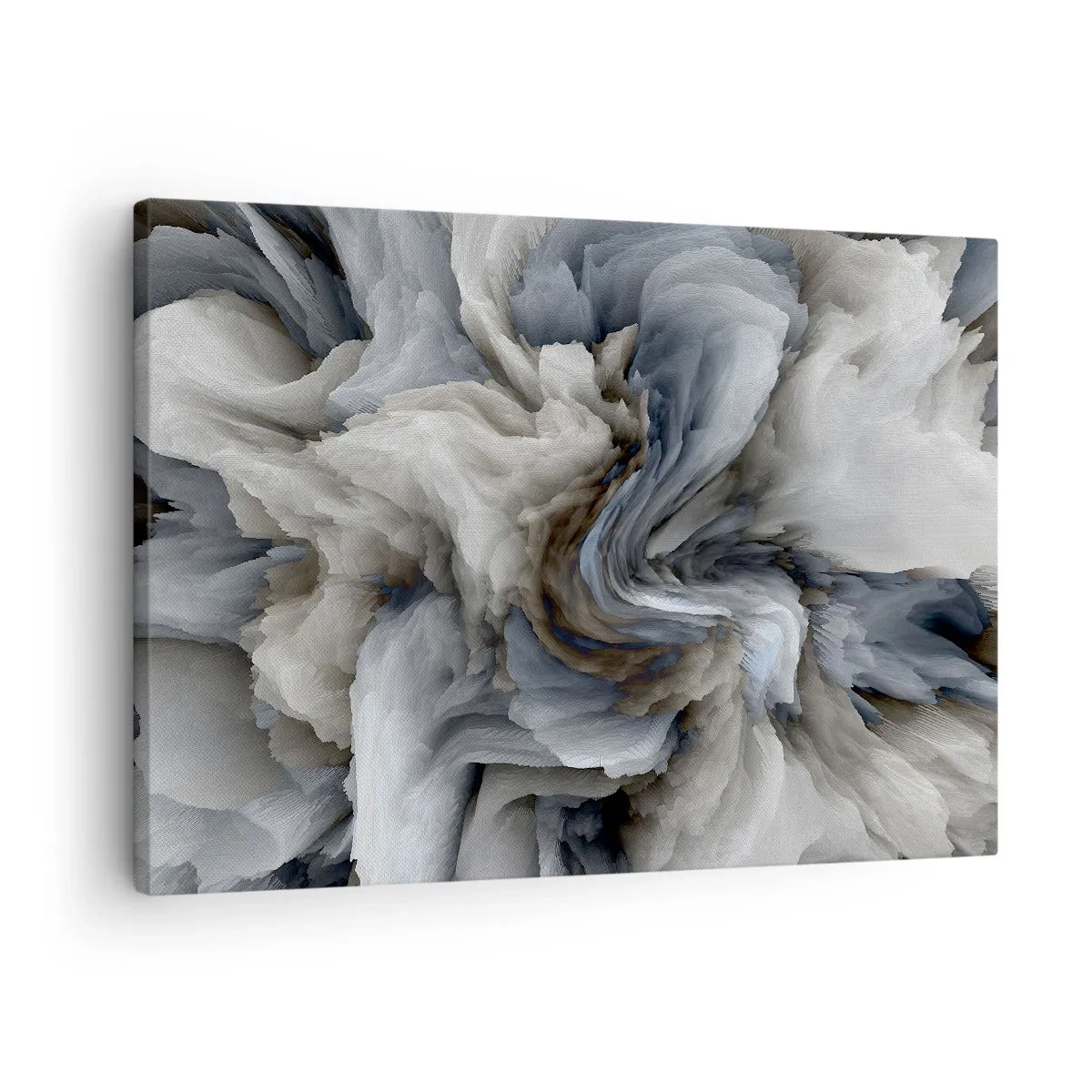 Schilderen op canvas - Abstracte werveling in tinten grijs en blauw - 70x50cm - Steen en bloem - Moderne wanddecoratie voor woonkamer en slaapkamer ARTTOR