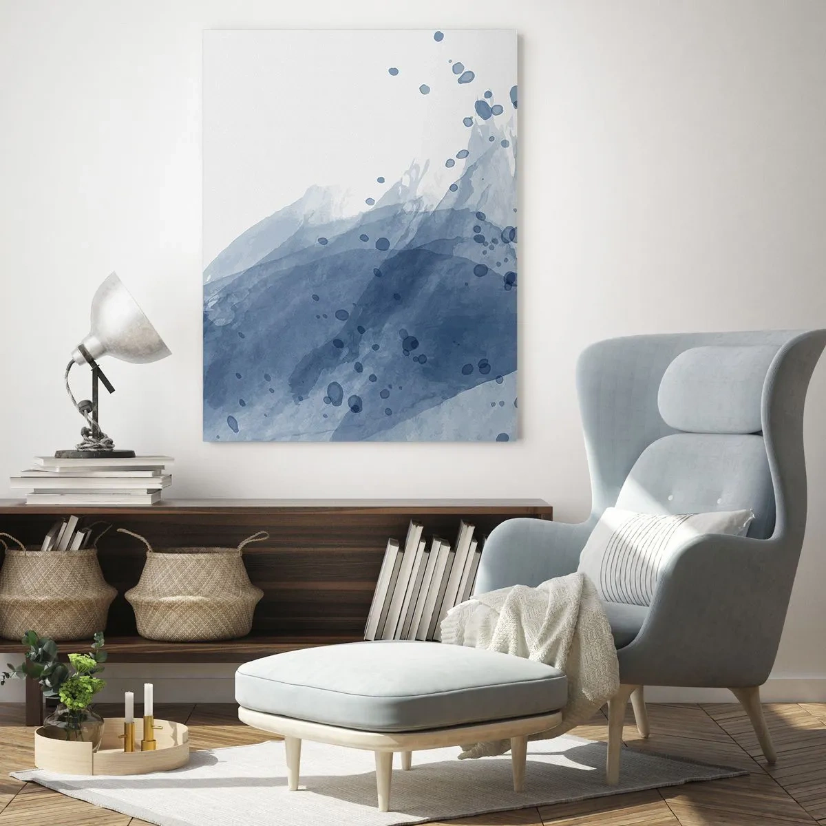 Schilderen op glas - Blauwe tule - 80x120 cm