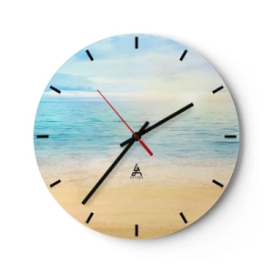 Wandklok - Klok - Een rustig strand met azuurblauwe zee en heldere lucht - 30x30cm - Groot blauw - Moderne wanddecoratie voor woonkamer, keuken en slaapkamer ARTTOR