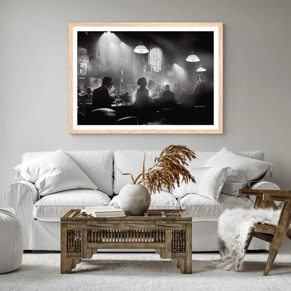 Een poster in een licht eiken lijst - In jazz-sfeer - 100x70 cm