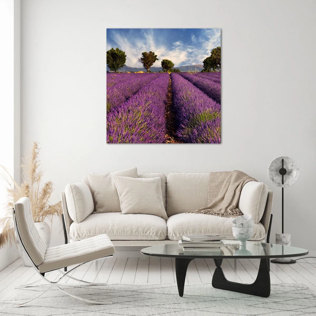 Schilderen op glas - Lavendel velden - 70x70 cm
