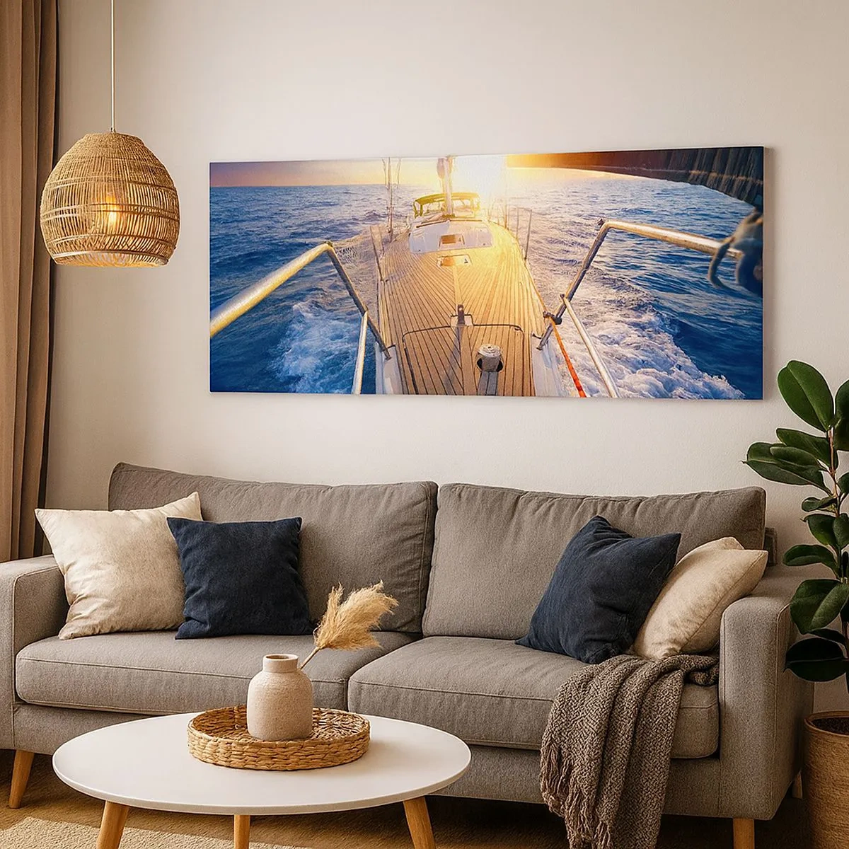 Schilderen op canvas - Lopend op de golven - 100x40 cm