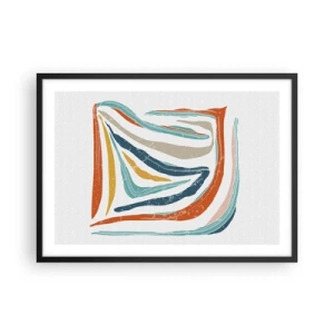 Poster in een zwarte lijst - Abstractie met een vriendelijke glimlach - 70x50 cm