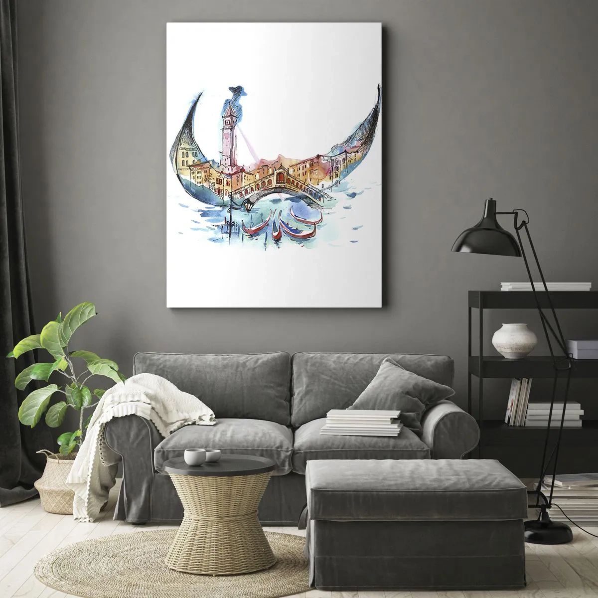 Schilderen op canvas - We varen door de stad - 45x80 cm