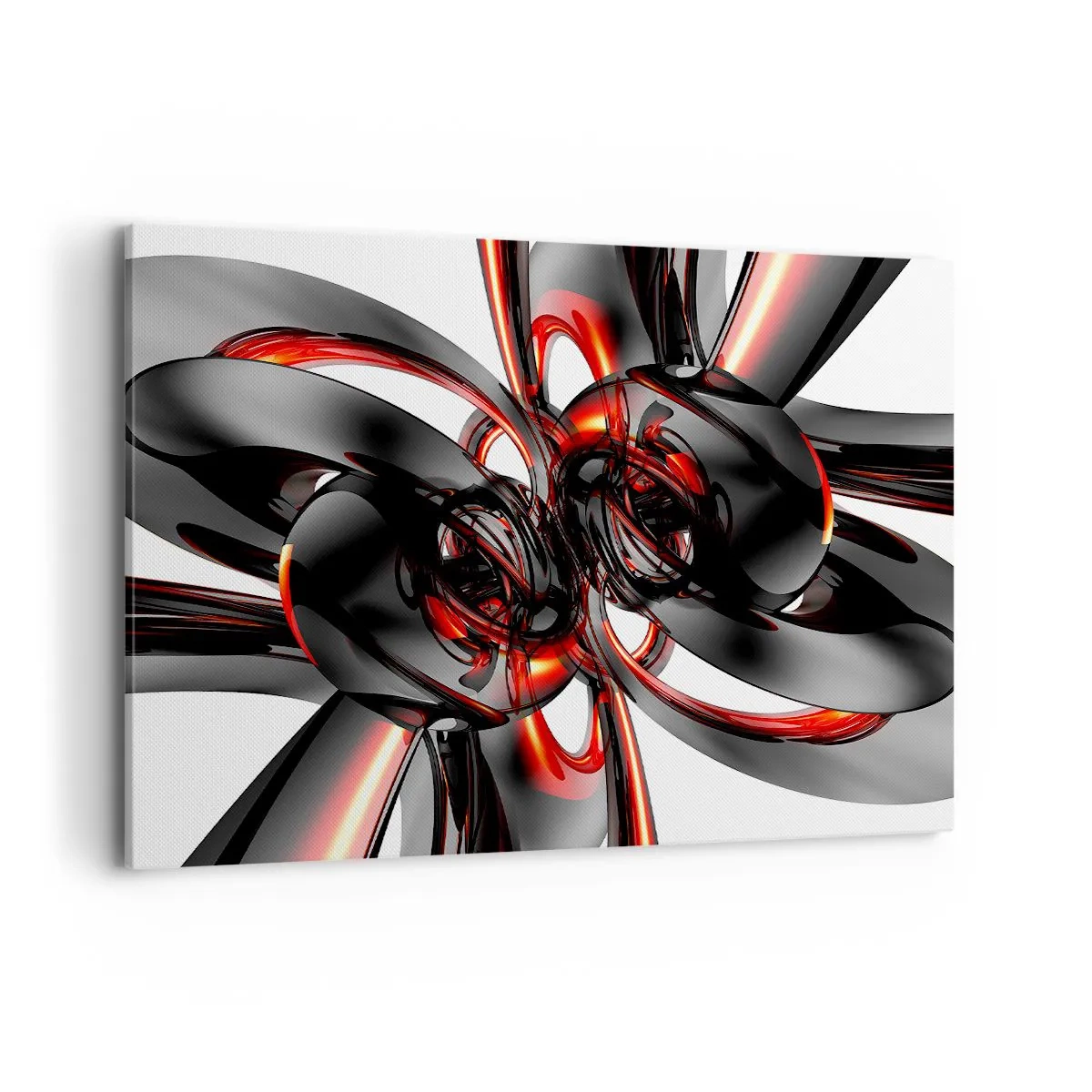 Schilderen op canvas - Beweging in grafiet en rood - 120x80 cm