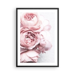 Poster in een zwarte lijst - Delicate roze pioenrozen van dichtbij - 50x70cm - Voor romantici - Moderne wanddecoratie voor woonkamer en slaapkamer ARTTOR
