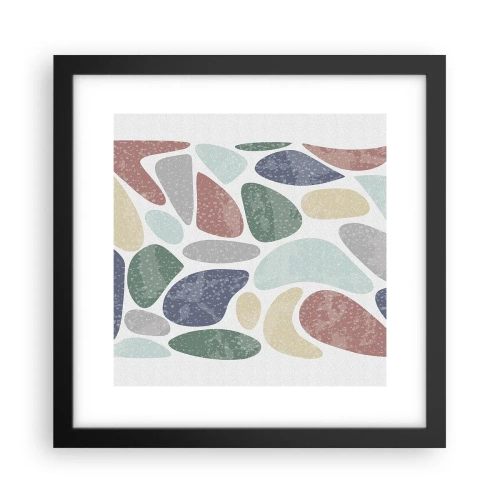 Poster in een zwarte lijst - Een mozaïek van poederkleuren - 30x30 cm