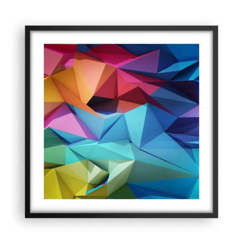 Poster in een zwarte lijst - Regenboog origami - 50x50 cm
