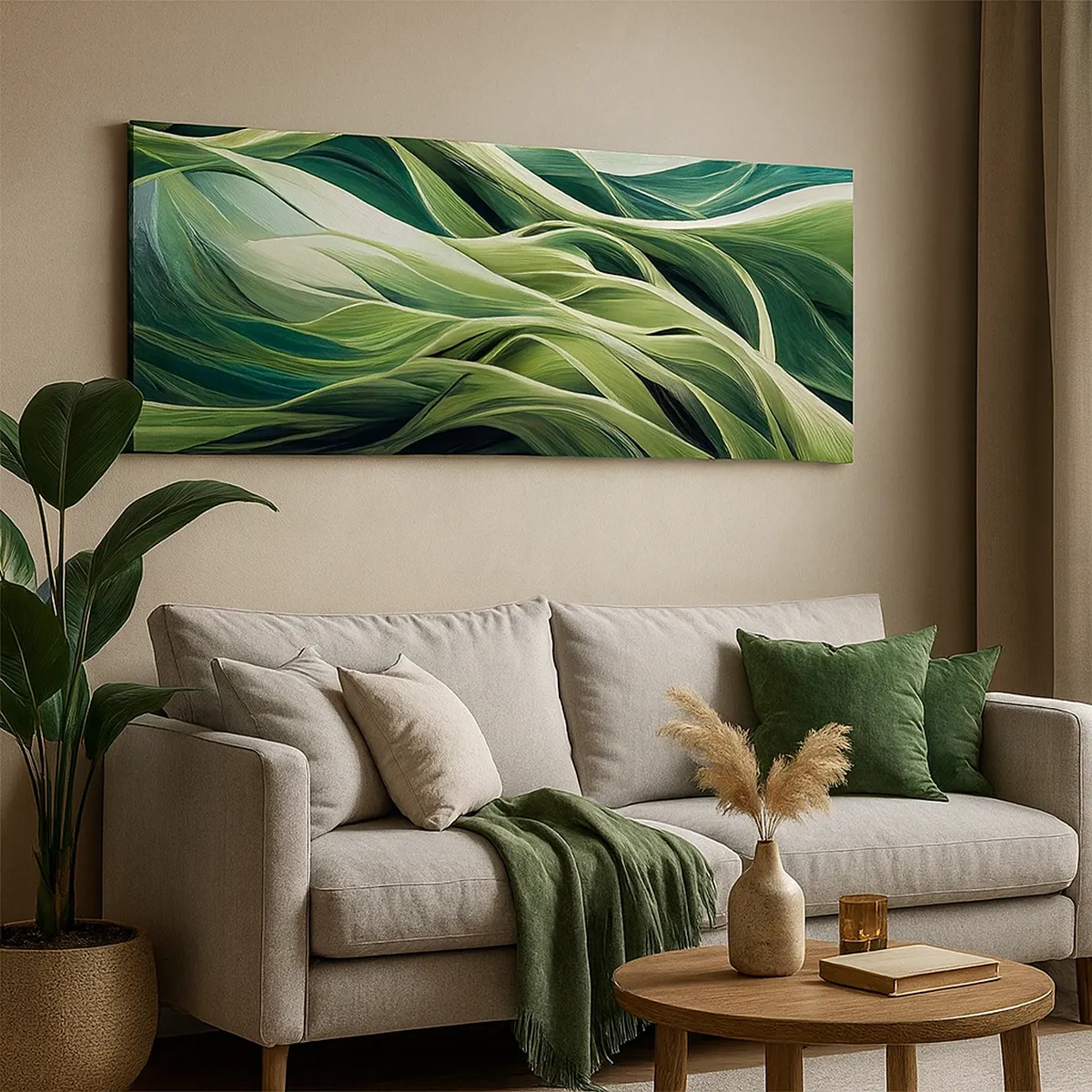 Schilderen op canvas - Abstract groen spel - 30x30 cm