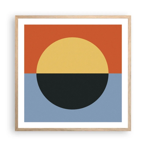 Een poster in een licht eiken lijst - Een compositie van warmte en koelte - 60x60 cm