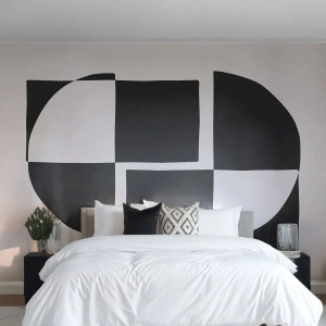 Zelfklevend Fotobehang Deluxe Sticker - Antithese - synthese - Abstractie, Deel, Zwart en wit - 350x256 cm