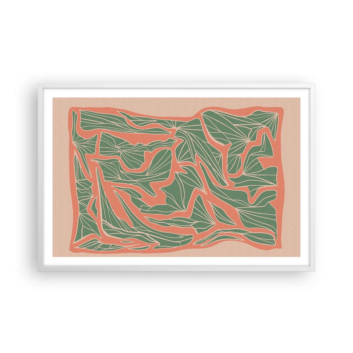 Poster in een witte lijst - De strijd tussen koraal en groen - 91x61 cm