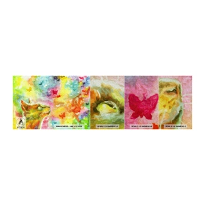 Fotobehang Monster Premium Sand - Baju-baju in het kattenparadijs - Dieren, Kat, Vlinder - 100x30 cm