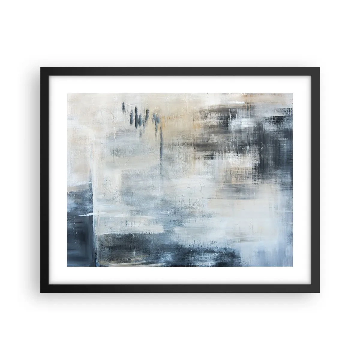 Poster in een zwarte lijst - Achter het blauwe gordijn - 50x40 cm