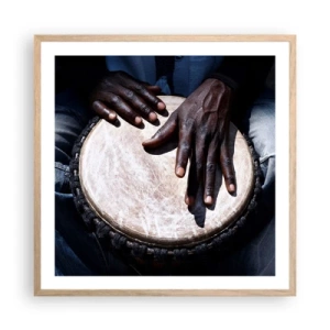 Een poster in een licht eiken lijst - Leef in je eigen ritme - 60x60 cm