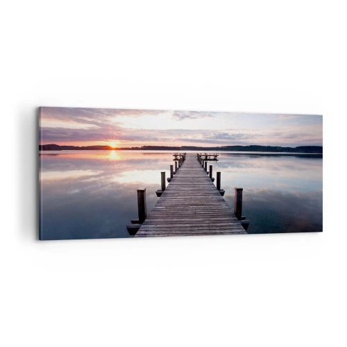 Schilderen op canvas - Een rustige grens tussen dag en nacht - 100x40 cm